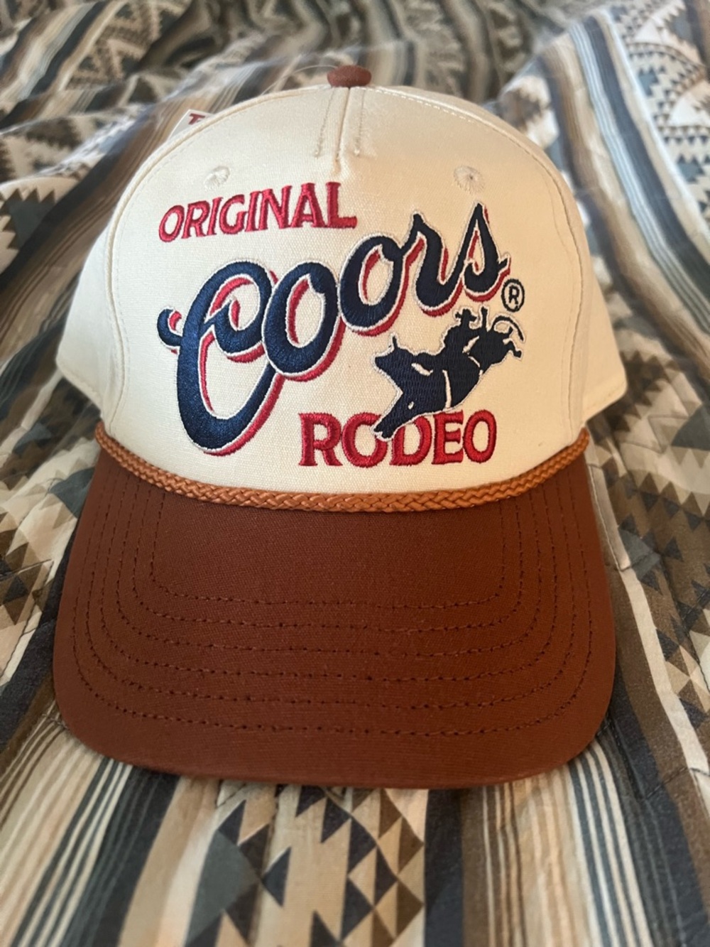 Embroidered 'Original Coors' Trucker Hat - Cream & Brown
